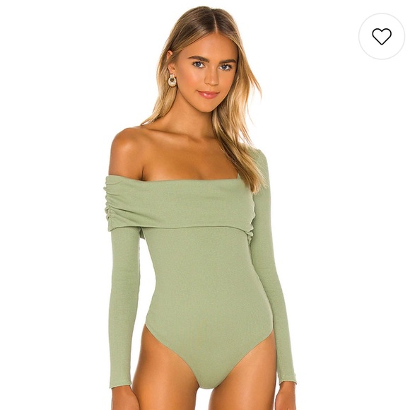 One Shoulder Bodysuit in Mint Green - Picture 3 of 4